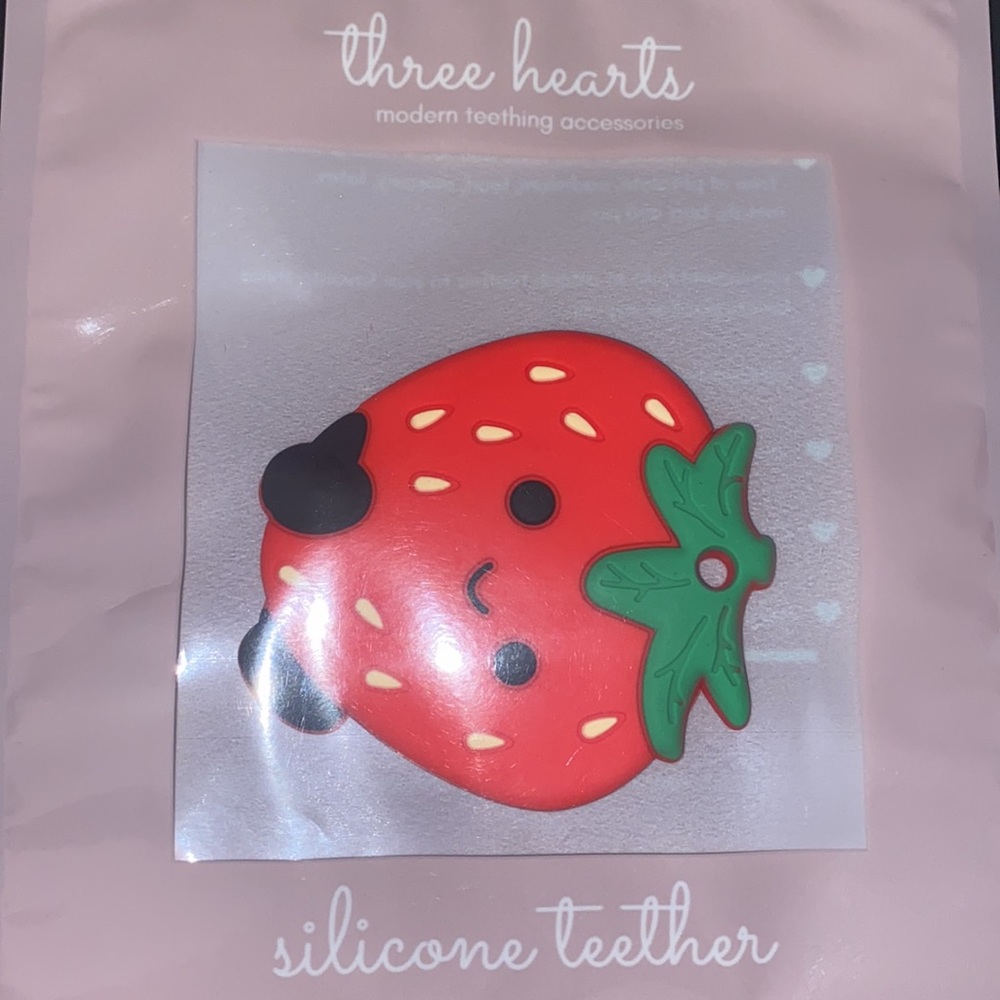 Three Hearts Strawberry 🍓 Silicone Teether